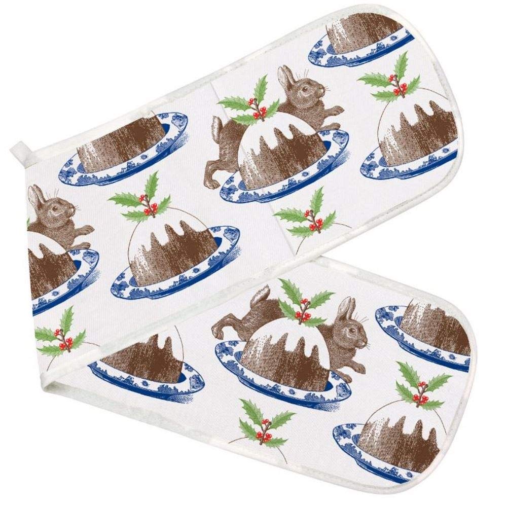 Thornback & Peel - 100% Cotton - Double Oven Glove/Mitt - Rabbit & Christmas Pudding
