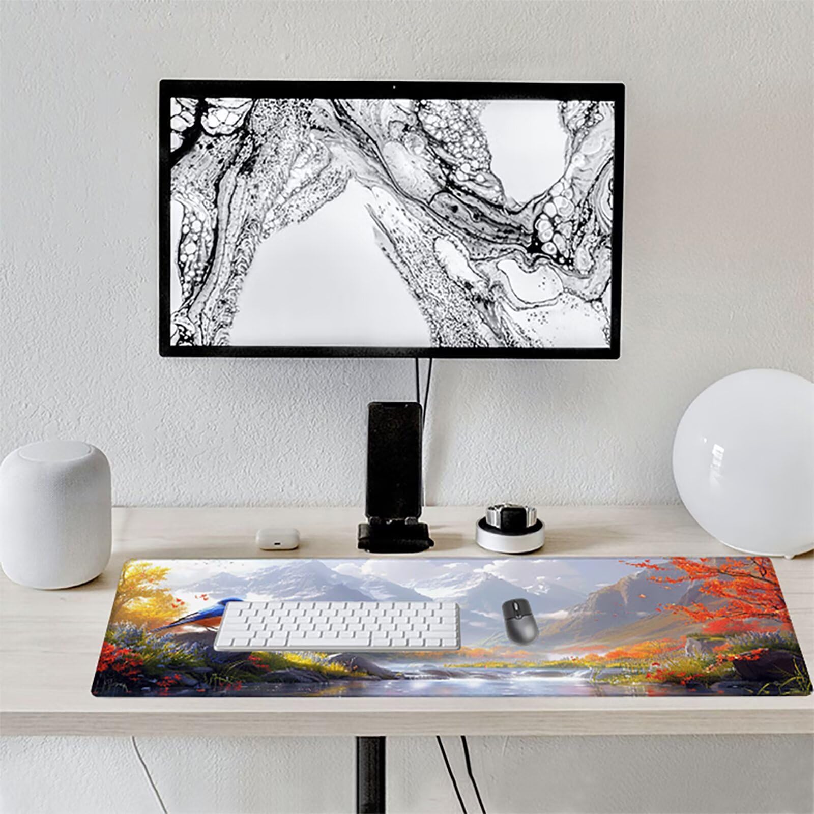 Paisaje Alfombrilla Ratón Gaming XXL 1500x800x3mm, Alfombrilla Gaming Verde Mousepad con Base de Goma Antideslizante Impermeable Desk Mat para Teclado y Raton Accesorios Gaming, Regalos de Hombre I-8