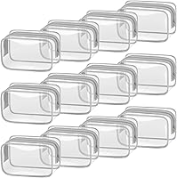 Vista 29 de TISRATOK 12 bolsas de maquillaje transparentes para mujer con cremallera, bolsa de aseo aprobada por la TSA, bolsa de cosméticos a granel para Blanco