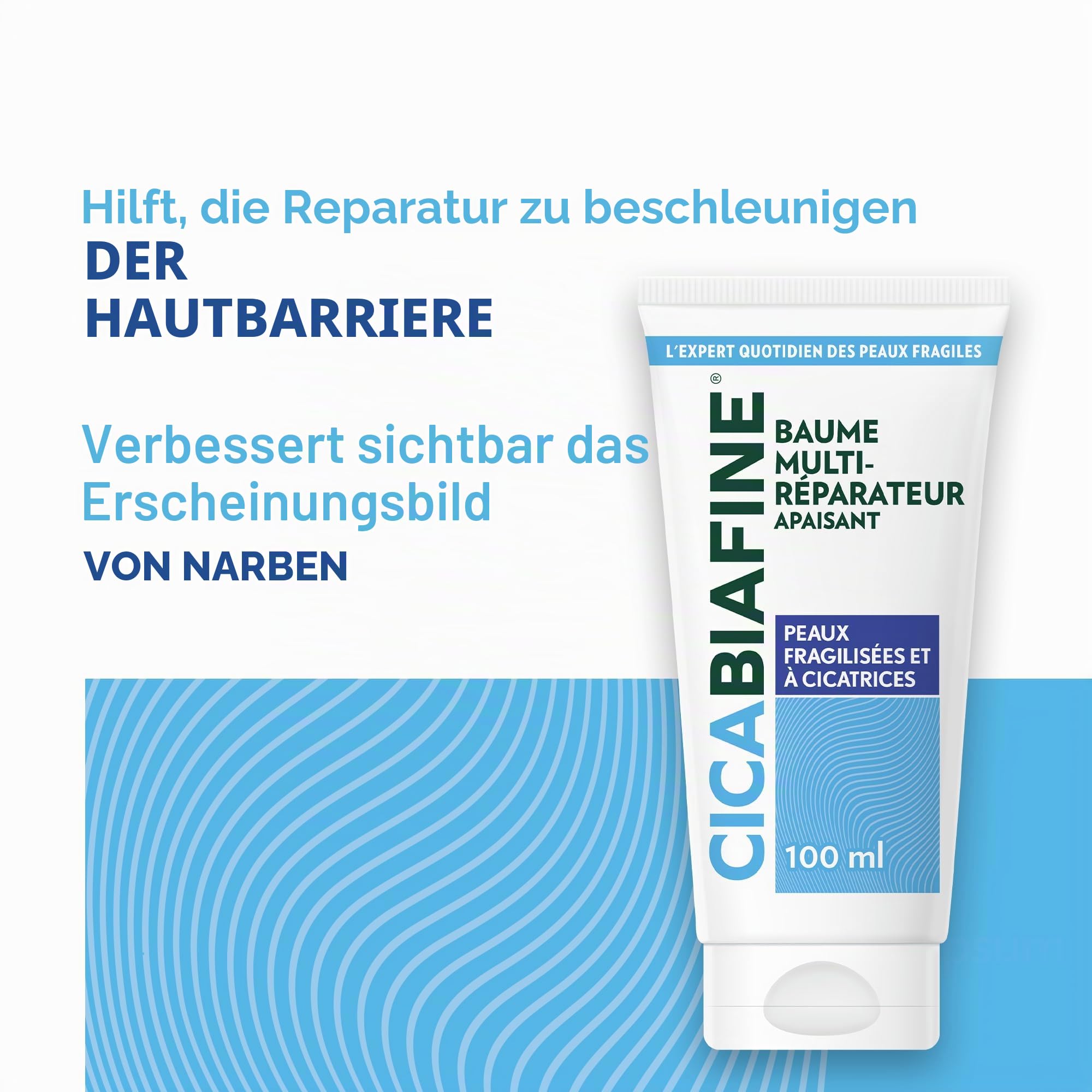 Cicabiafine | Beruhigender Multi-Reparatur-Balsam (100 ml Tube) - Repair Balsam für geschädigte Haut mit Narben - Beruhigender Balsam zur Verbesserung des Aussehens von Narben