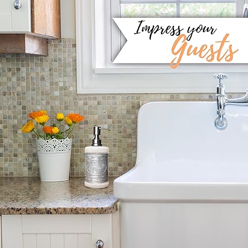 Miniatura 8 de Autumn Alley Dispensador de jabón de vidrio y galvanizado para lavado de manos, desinfectante, loción – 16 oz. Dispensador de jabón rústico con