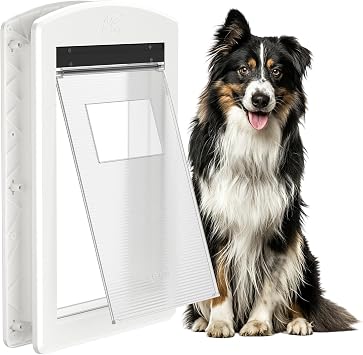 Large Dog Door for Door, Magnetic Flap Lock Panel Up to 60 lbs