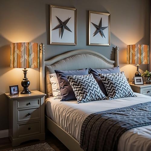 Miniatura 6 de Lamp Shade Futuristic retro Artistic line striped distressed textures seamless Drum Lamp Shades for Table Lamps Floor Lamps Pendant Light 8.9"x11"