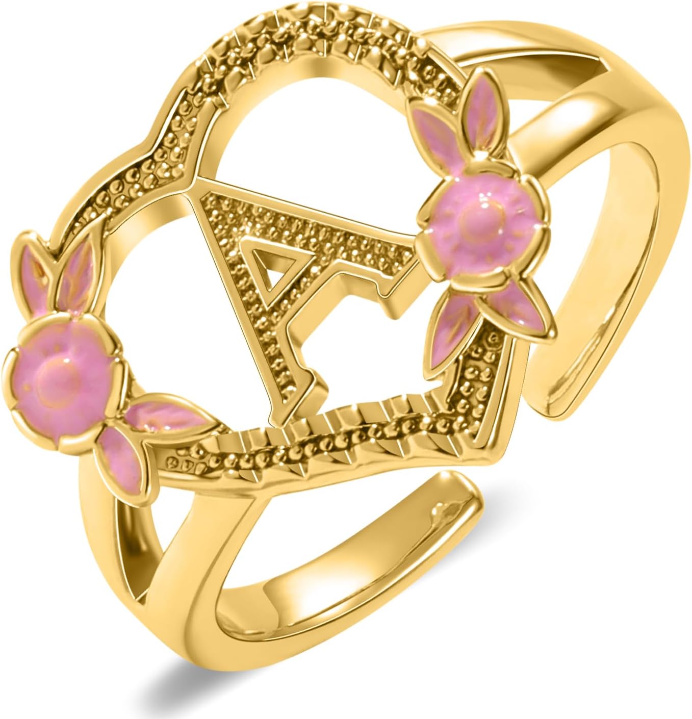 Gold Initial Rings for Women - Non Tarnish Dainty 14K Gold Plated Heart Adjustable Letter Rings for Women, Stackable Cute Thumb Pinky Fashion Open Simple Birthday Gifts Jewelry