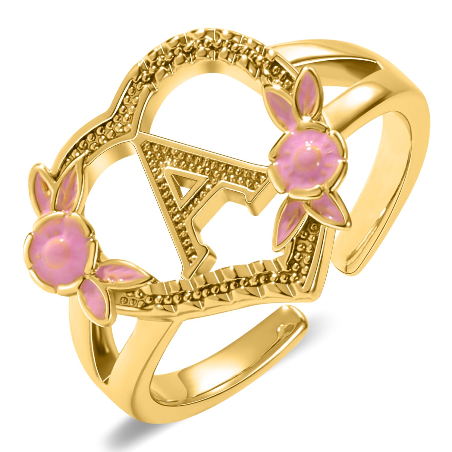 Gold Initial Rings for Women - Non Tarnish Dainty 14K Gold Plated Heart Adjustable Letter Rings for Women, Stackable Cute Thumb Pinky Fashion Open Simple Birthday Gifts Jewelry
