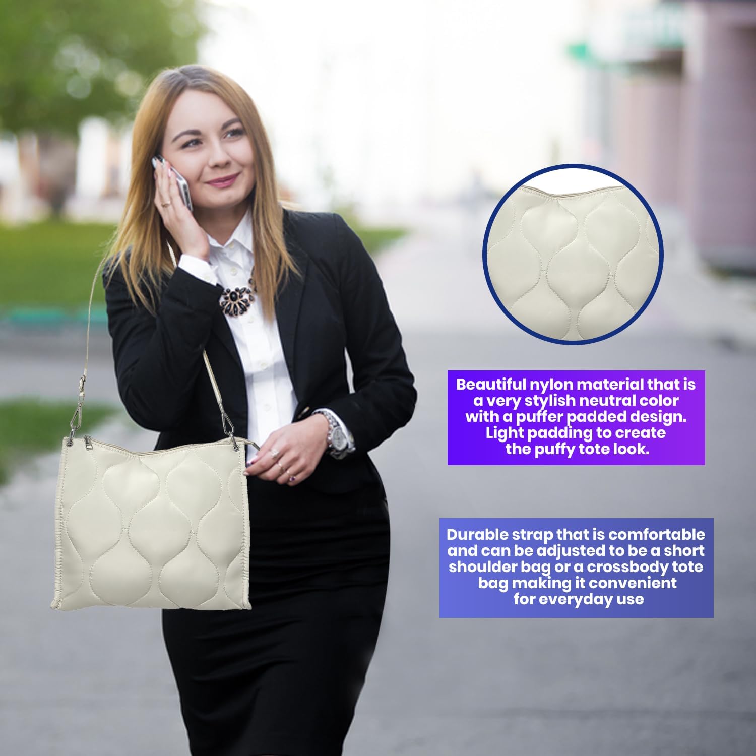 Quilted Tote Bag - Puffer Tote Bag with Crossbody Strap - Puffer Purse - Puffy Tote Bag - Puff Bag - Quilted Bags