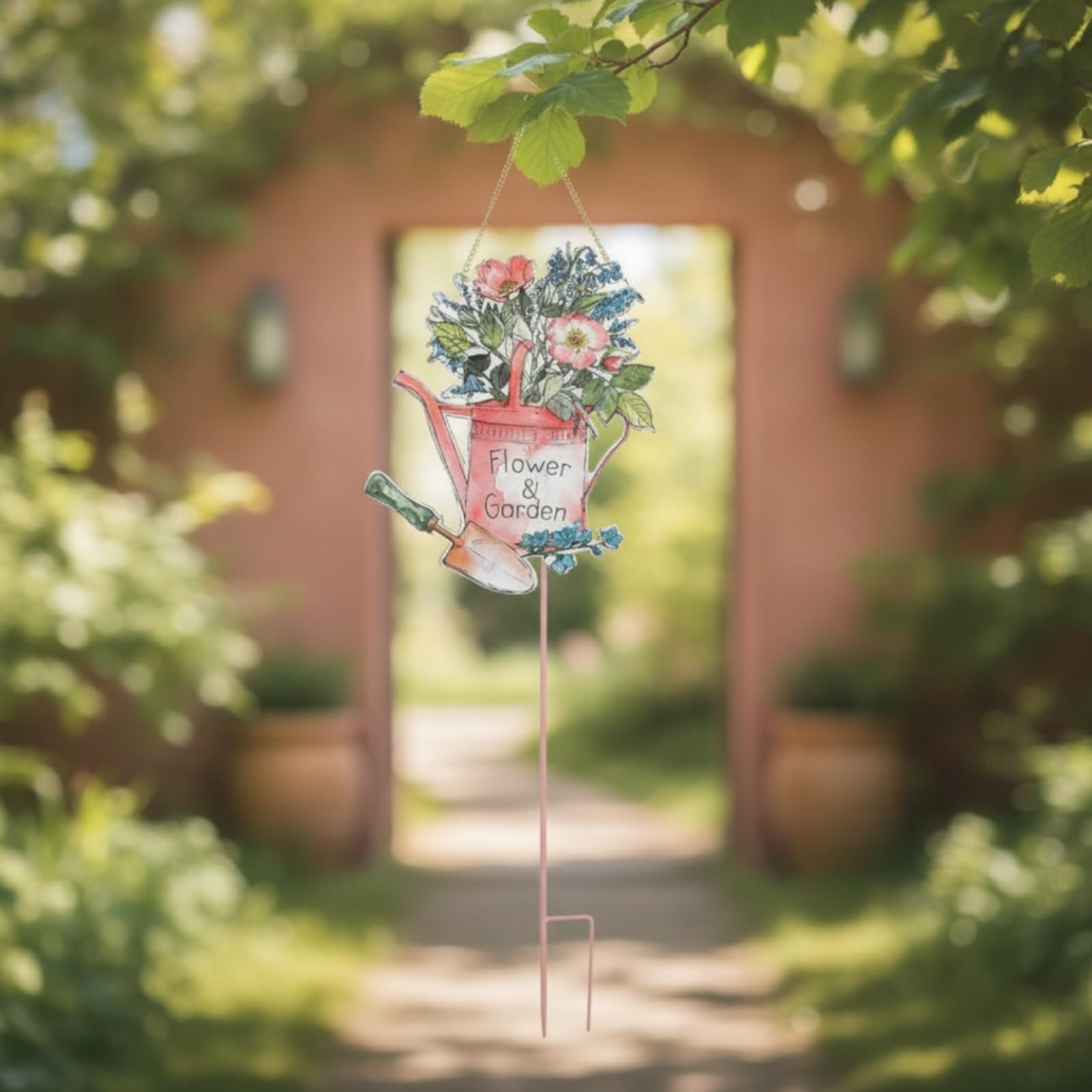 Asta Decorativa con Gancio Decorativo Giardino Stabile Decorazione per Appassionati di Giardinaggio, Blu
