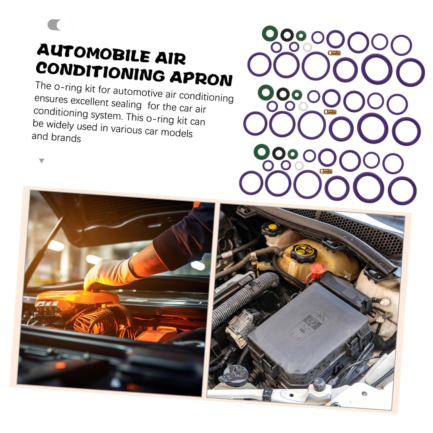 IMIKEYA 4sets Automotive Air Conditioning Rubber Seal Kit Gasket Assortment for Vehicle Repairs Multi-Sized Sealing Washers Prevents Leakage Systems