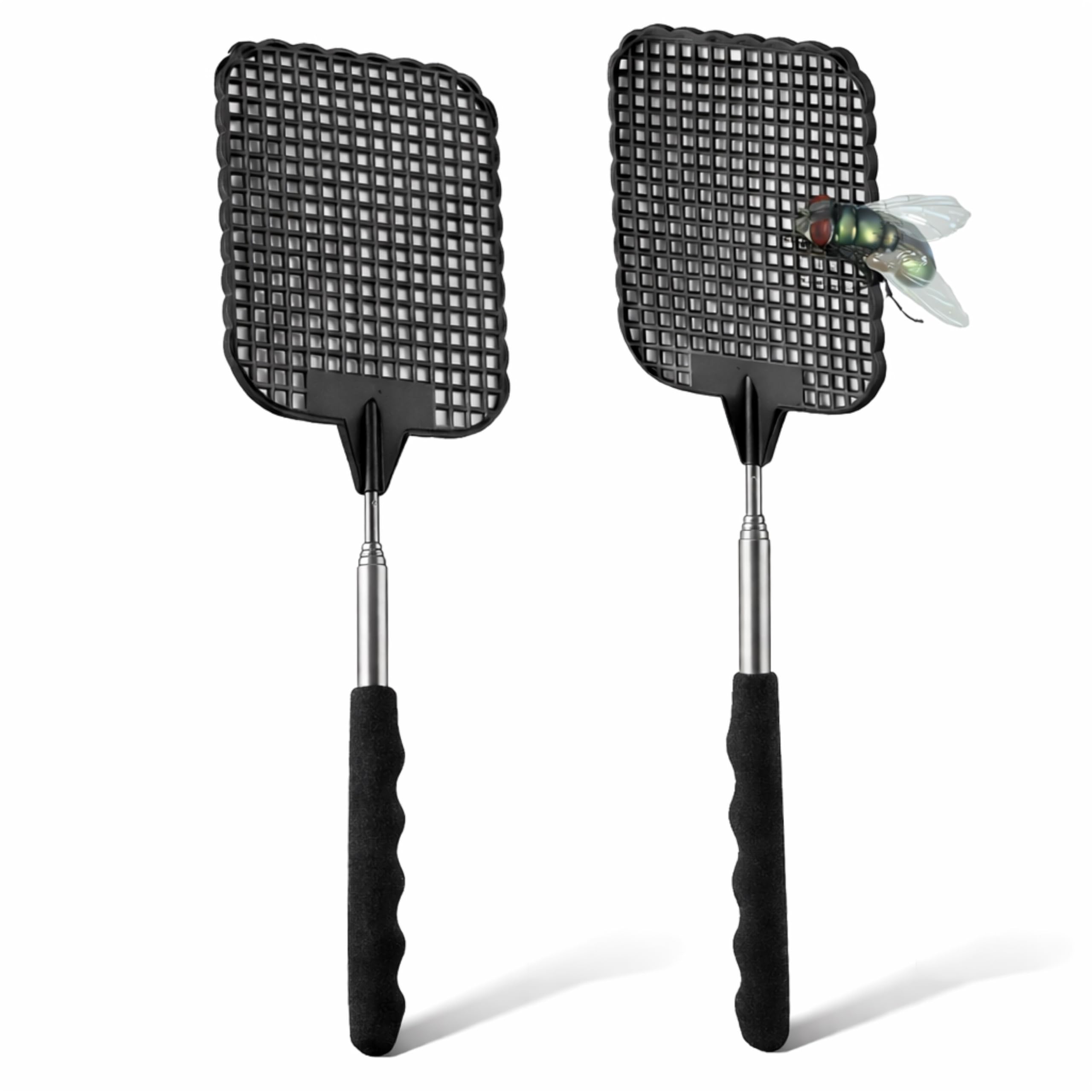 2er Set XXL 75 cm Insektenklatsche Fliegenklatsche ausziehbar Teleskop Klatsche Fliegenfänger Insektenfänger Fliegenschutz vor Insekten, Fliegen, Mücken, Wespen