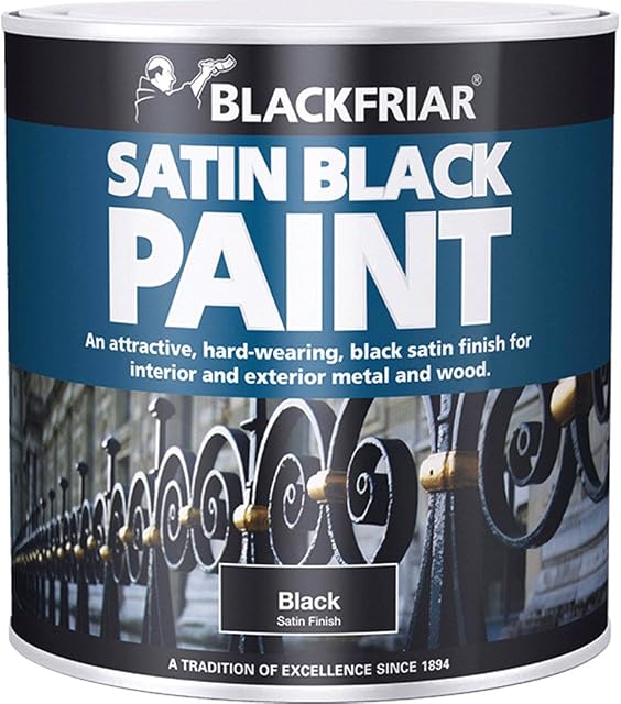 Blackfriar 1 Litre Wood and Metal Satin Black Paint Black Exterior Interior