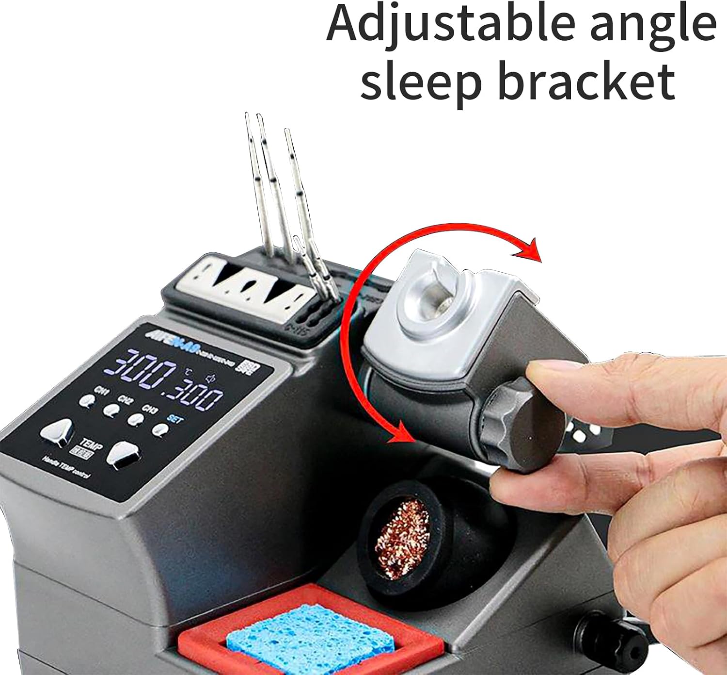 A9 245 Soldering Station, 110V, Soldering Iron Station with 3 Soldering Iron Tips, 2-second rapid heating (212℉-842℉), Replaceable soldering iron tip bracket, Used for repairing mobile phone chips