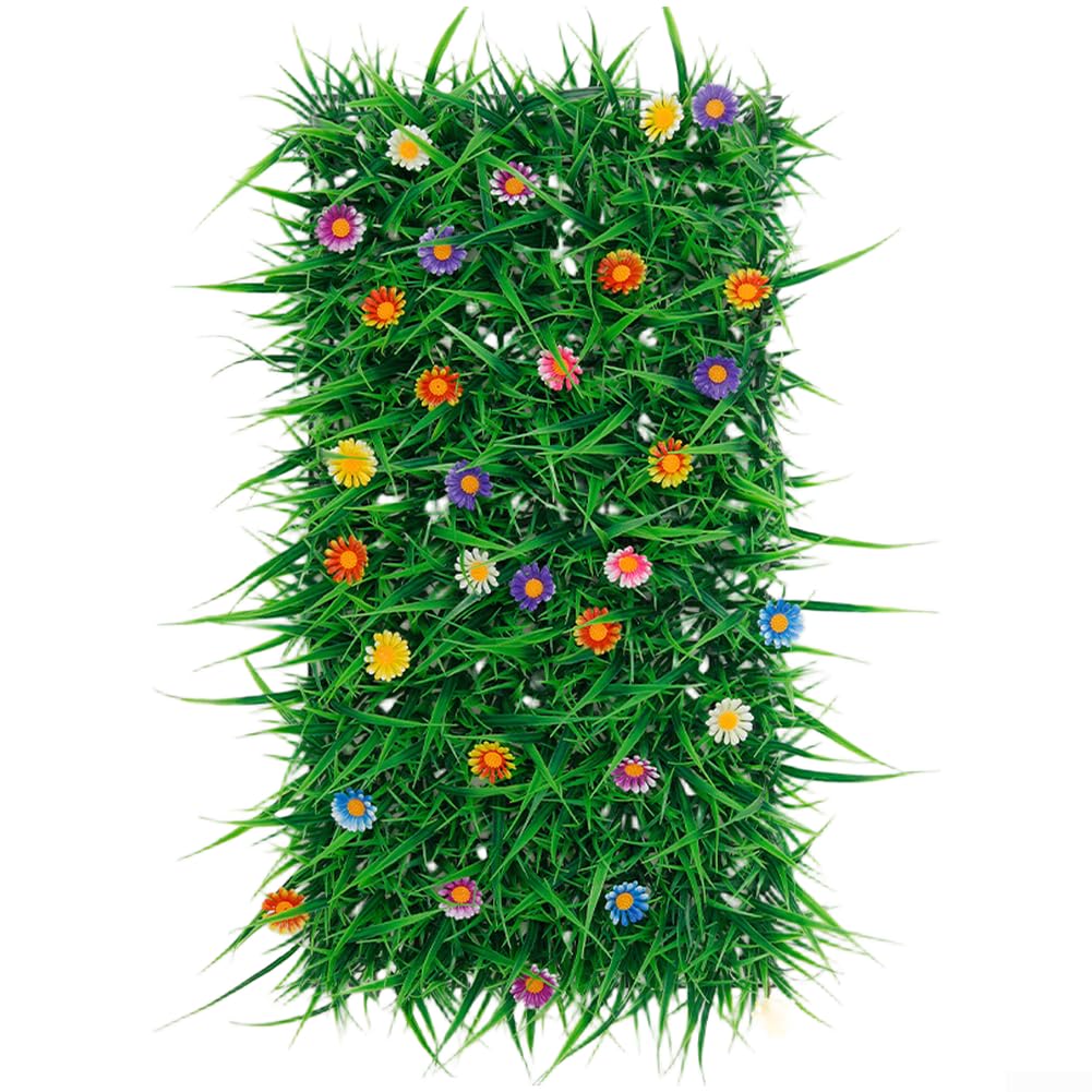 Tappeto in erba sintetica per esterni, dall'aspetto naturale, a bassa manutenzione, decorazione da giardino (31,5 x 60 cm)