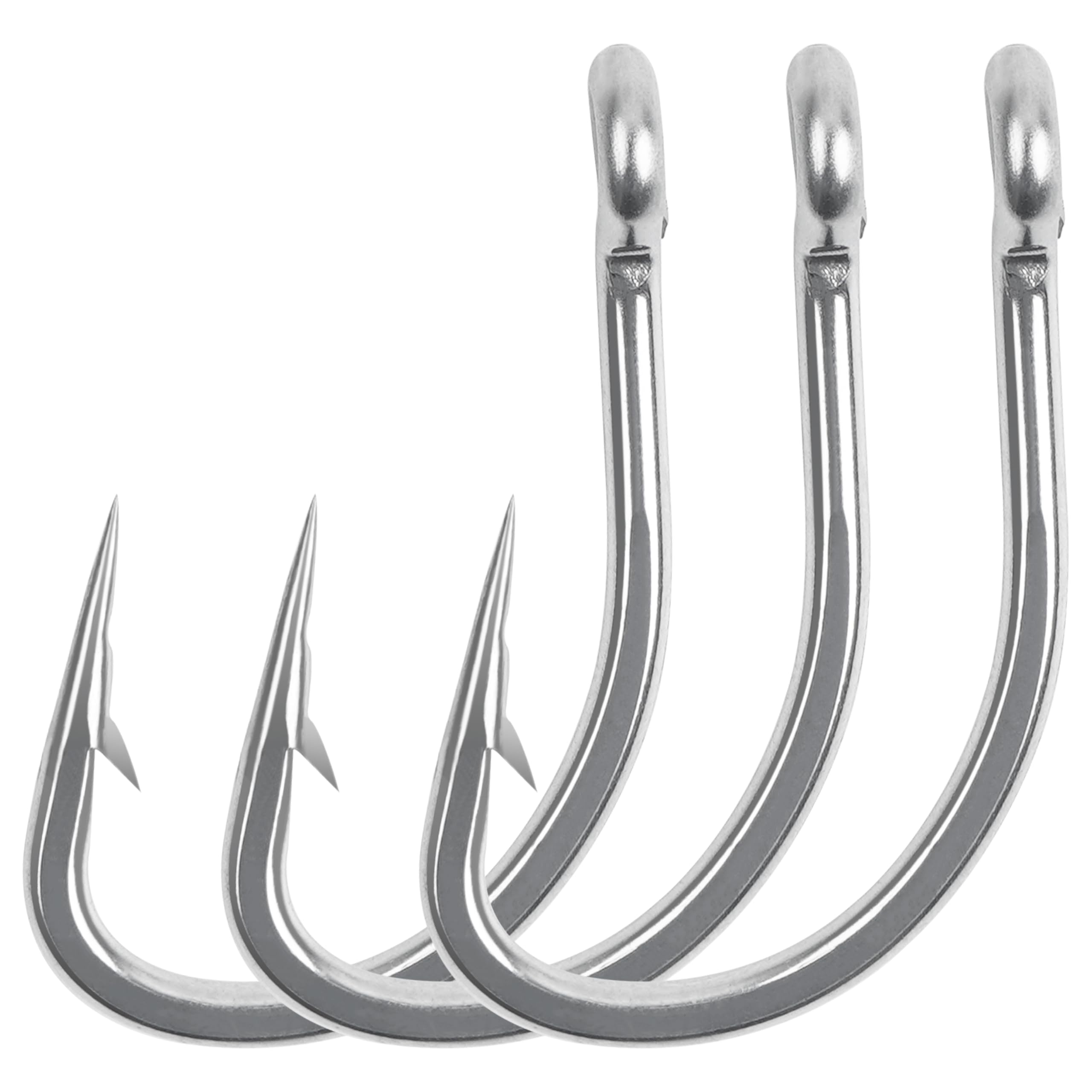Live Bait Hooks Saltwater O'shaughnessy Circle Hook Stainless Steel Short Shank in-Line Point Fishing J Hooks for Catfish Tuna Bass Salmon Size 1#-5/0