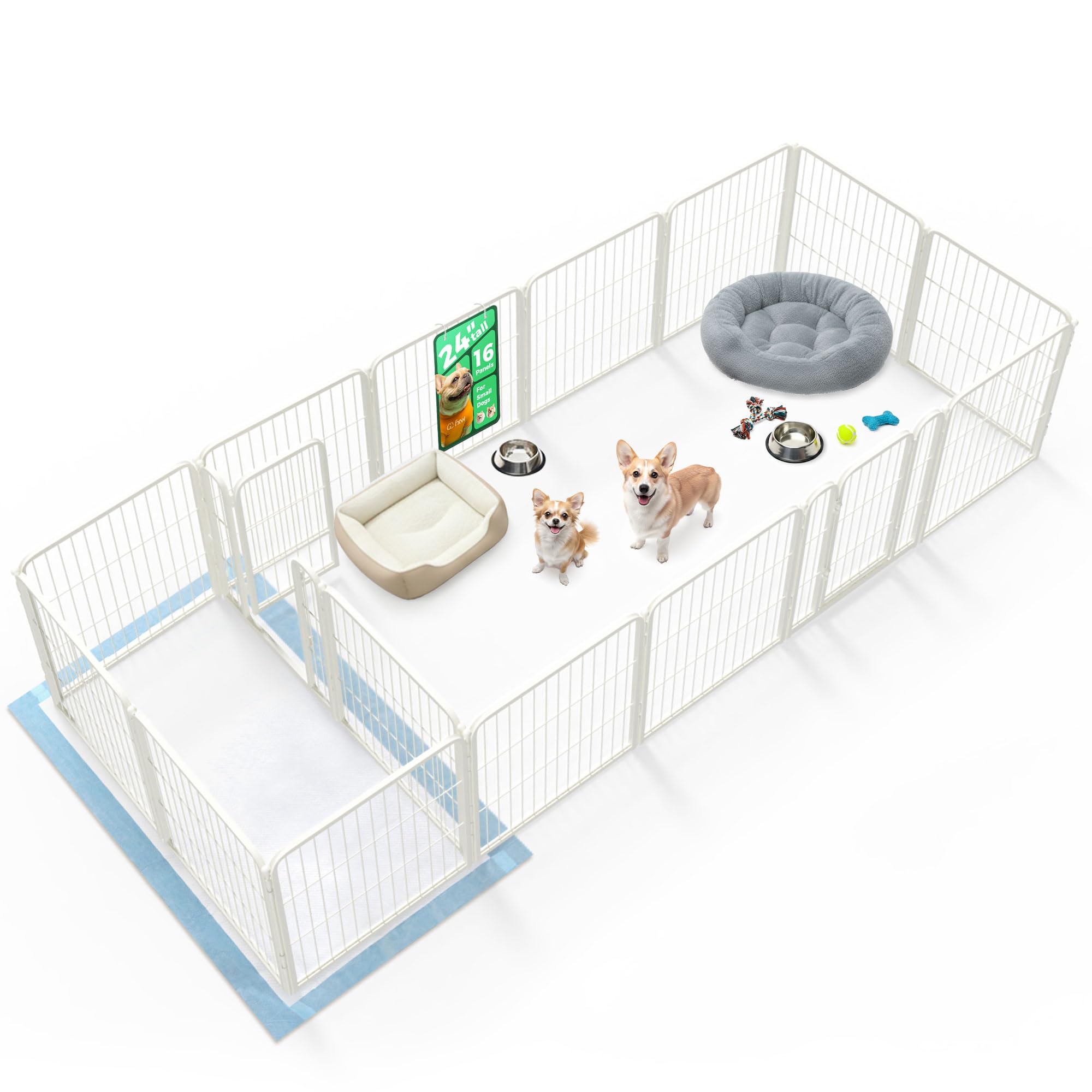 FXW Homeplus Indoor Dog Playpen with Divider Connectors, 24" H, 16 Panels