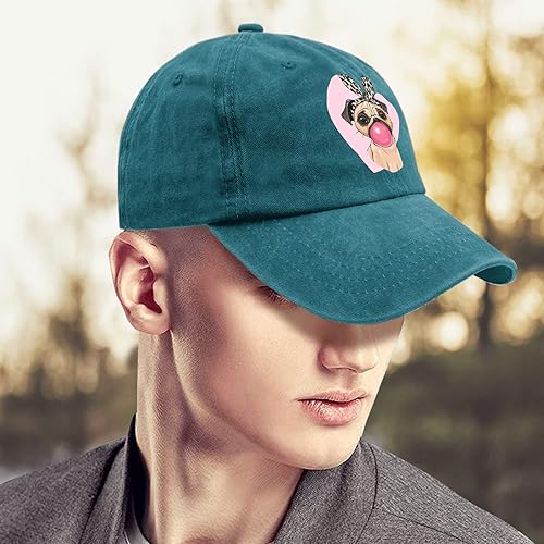 Miniatura 4 de Gorras de béisbol con diseño de perro carlino y papá, gorra divertida para hombre