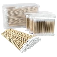 Vista 10 de Hisopos de algodón de bambú, 1000 unidades, capullos de algodón orgánico natural para oídos, con caja de almacenamiento incluida, barra fuerte 100%