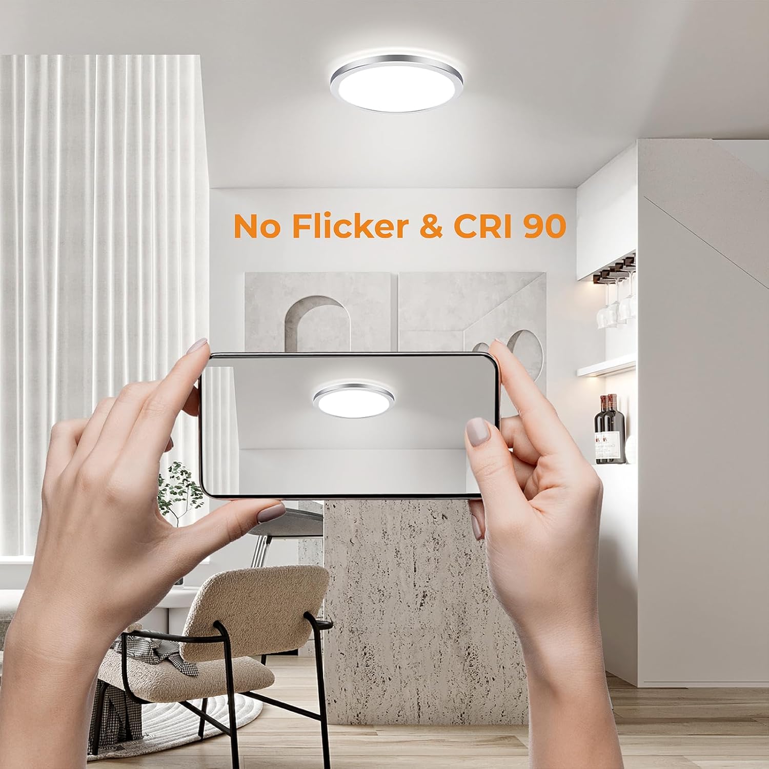 BLNAN LED Flush Mount Ceiling Light Fixture, Super Slim 12 Inch 24W LED Ceiling Light, 3000K/4000K/5000K Selectable Ceiling Lamp - Round Flat Ceiling Lights Flush Mount for Kitchen Bathroom Shower