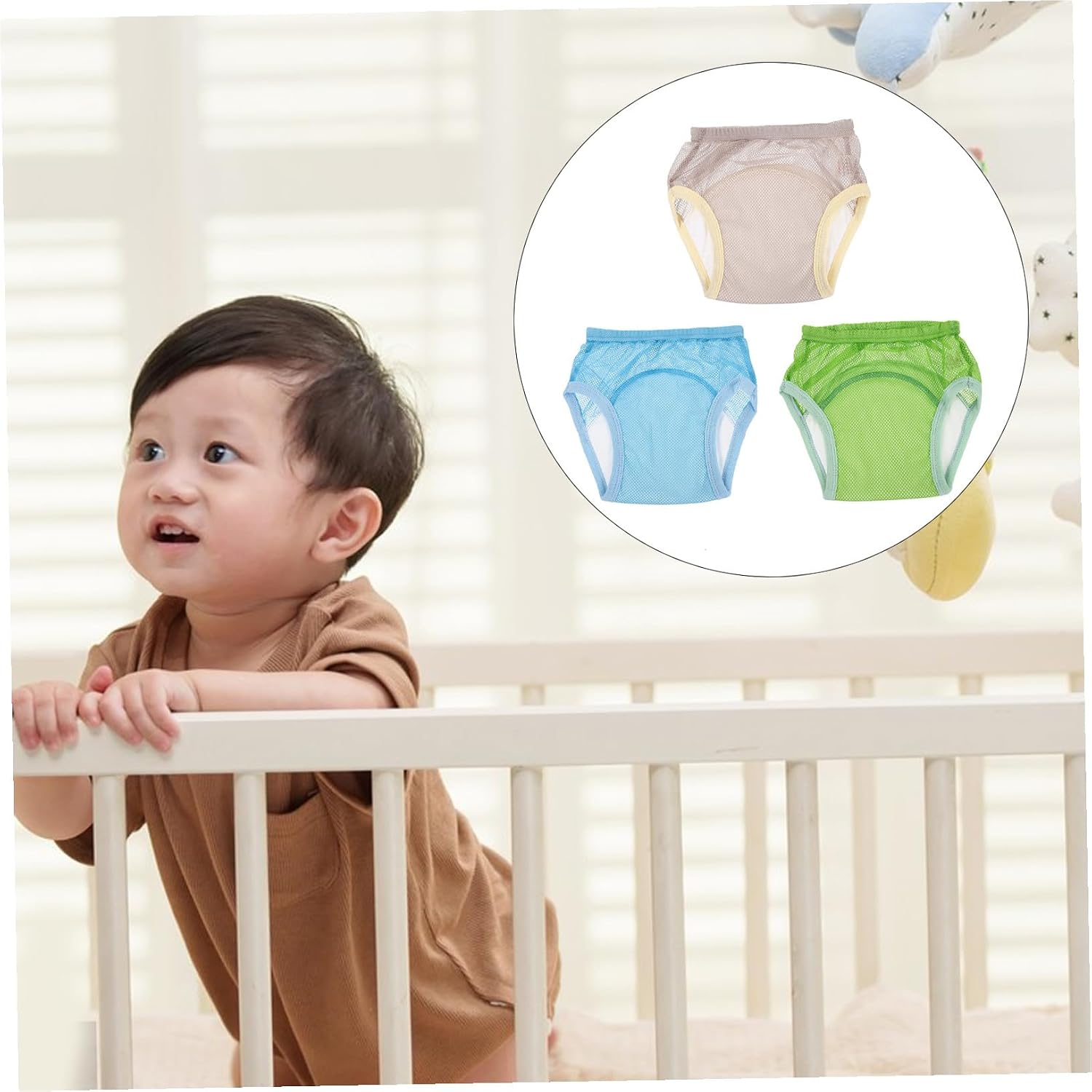 3pcs Boy Girl Potty Training Pants Cotton Diaper Covers for Girls Boys Breathable Underwear Elastic Waistband