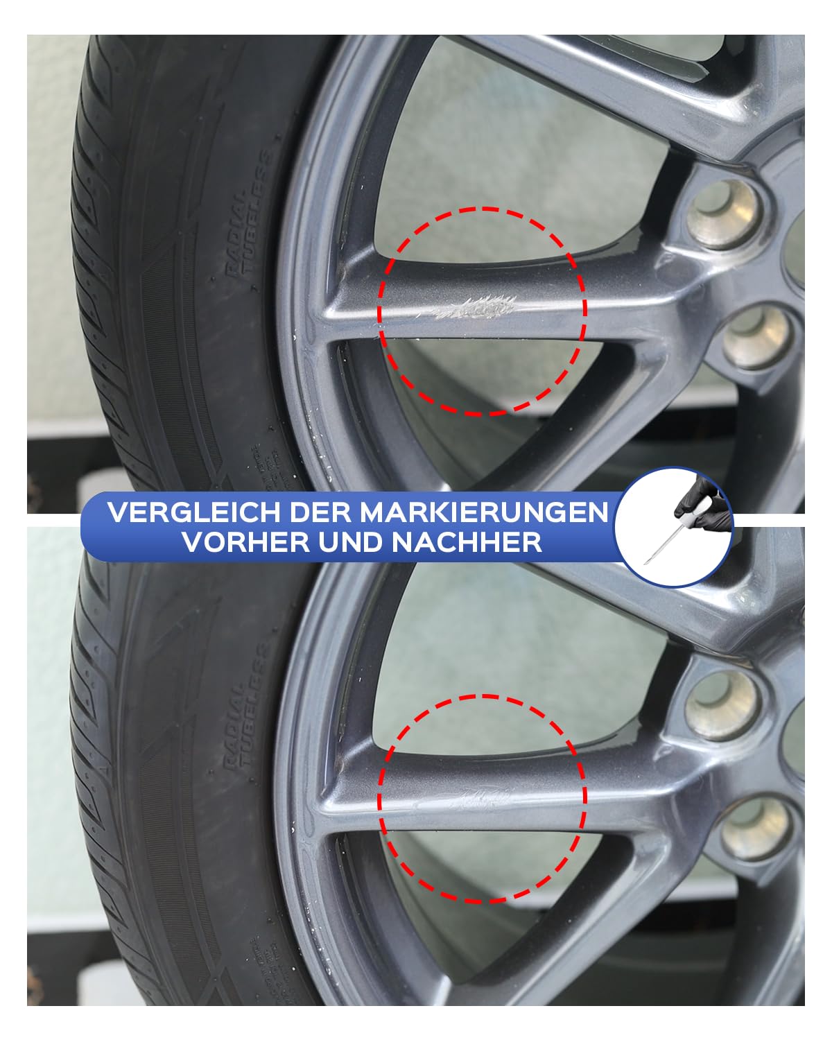 Kit di vernice per cerchioni Tesla nero opaco per Tesla Model Y da 20 pollici, corrispondenza esatta – riparazione di graffi e scheggiature (nero opaco)