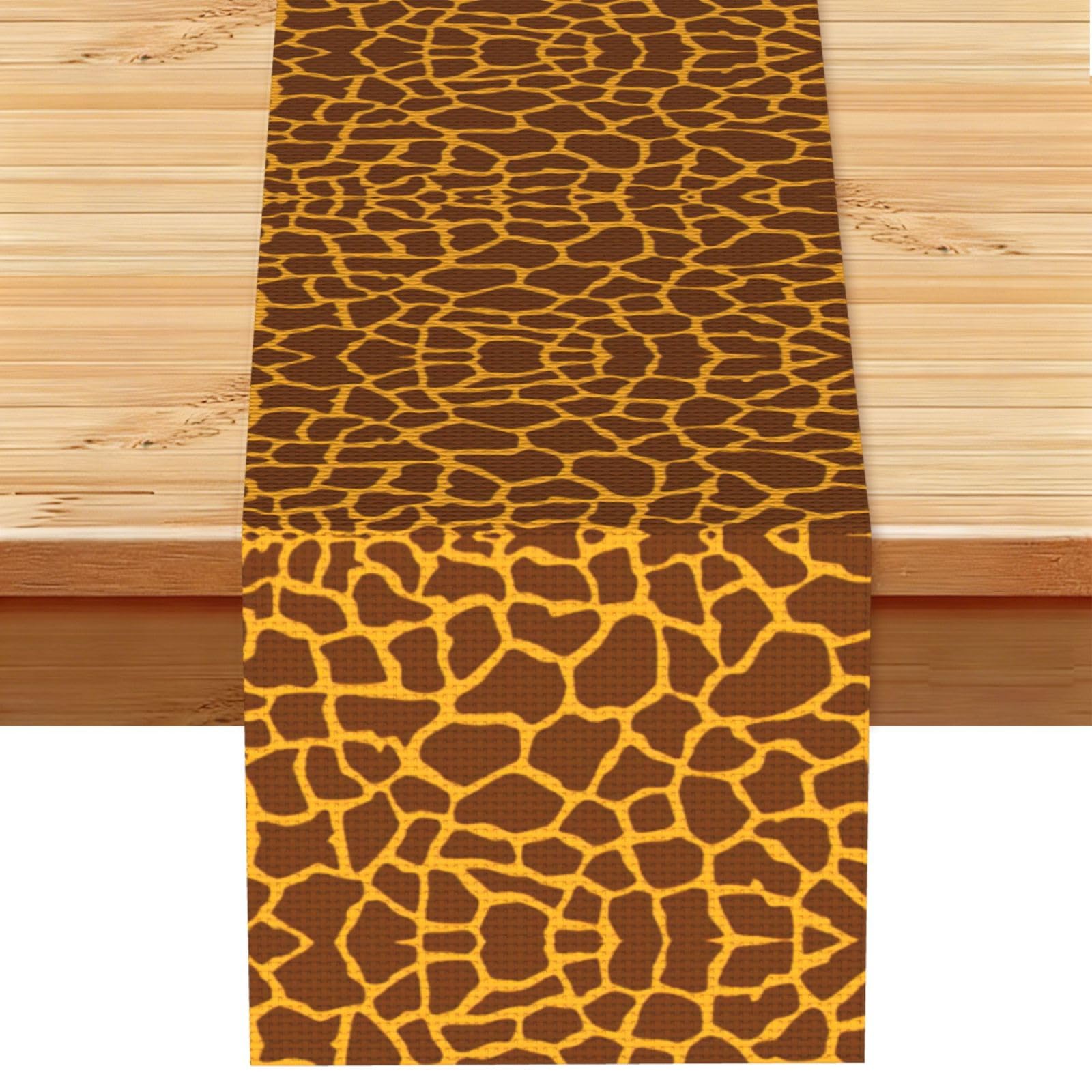 Giraffe Print Printed Dining Table Runner 13x72 Inch, Non-Fading Decor for Kitchen Dresser Fireplace Mantel