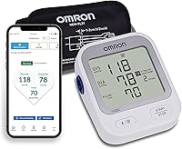 Omron Silver Upper Arm Blood Pressure Monitor BP5255 - Clinically Validated, Bluetooth App Sync, Hypertension Indicator for Home Use