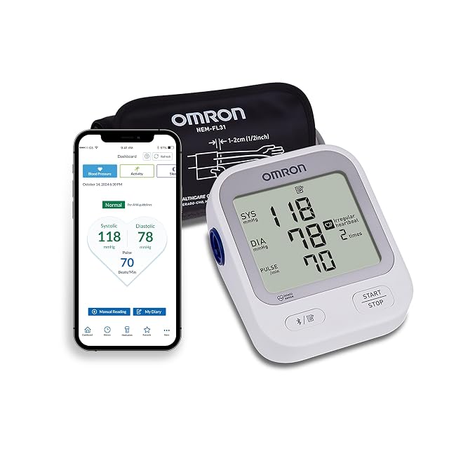 OMRON Silver Blood Pressure Monitor for Home Use Upper Arm Blood Pressure Cuff - 1 Doctor Pharmacist Recommended