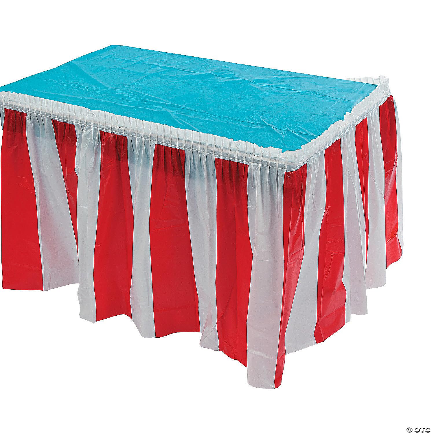 2 Carnival Table Skirts, Circus Tableskirt Decorations Red and White Striped Carnival Theme Party Decorations 2 Pack 14'' ft. x 29" plastic table