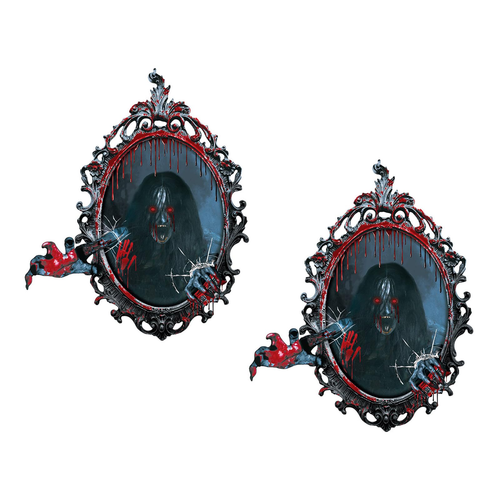 Jazuaiao 2Pieces Scary Wall Sticker Haunting House Decors PVC Materials Waterproof Removable Halloween Livings Room Background Art Decal Specters Theme Wall Decorations