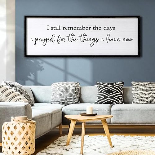 Miniatura 6 de Letrero enmarcado de madera con texto en inglés "I Still Remember The Days I Prayed", para decoración de pared, 24 x 10 pulgadas, para el hogar,