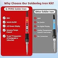Vista 4 de Kit de soldador, soldadores digitales LCD de 80 W 110 V, herramientas de soldadura portátiles con calentador de cerámica, preciso 356°F-896°F