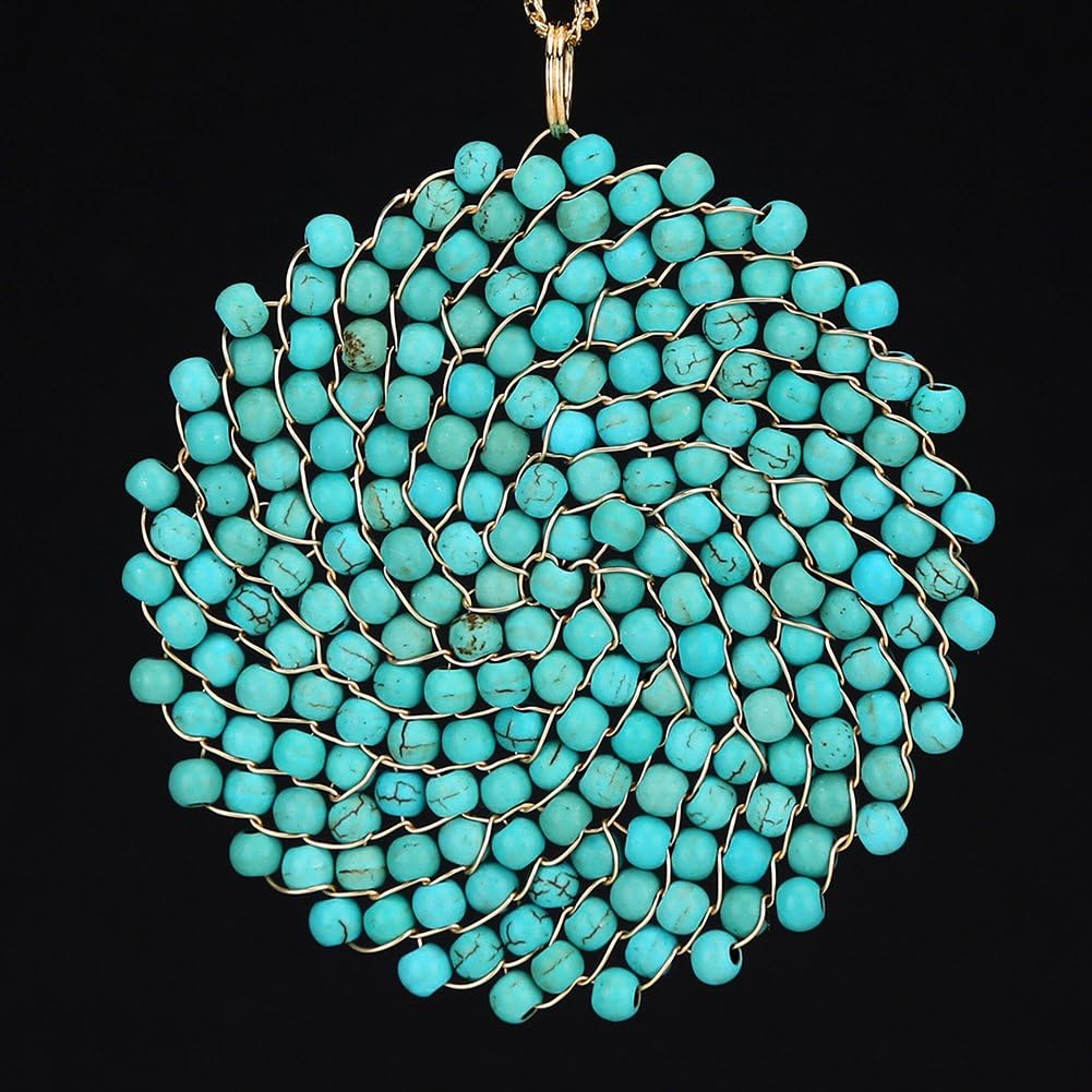 Niumike Handmade Crystal Circle Pendant Necklace for Women Disc Long Statement Necklaces with Box - Image 2