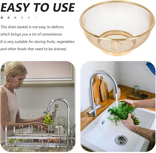 Miniatura 7 de Stainless Steel Fine Mesh Rice Strainer Bowl Colander Basket for Washing Fruits Vegetables Grains and Pasta Multifunctional Kitchen Drain Basket