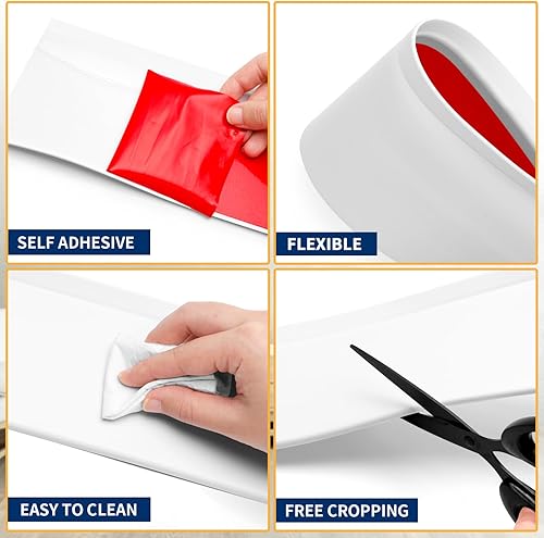 Miniatura 3 de Moldura flexible para zócalo de 4 pulgadas, base de pared de vinilo autoadhesivo para despegar y pegar, base de goma para zócalo de pared (20 pies,