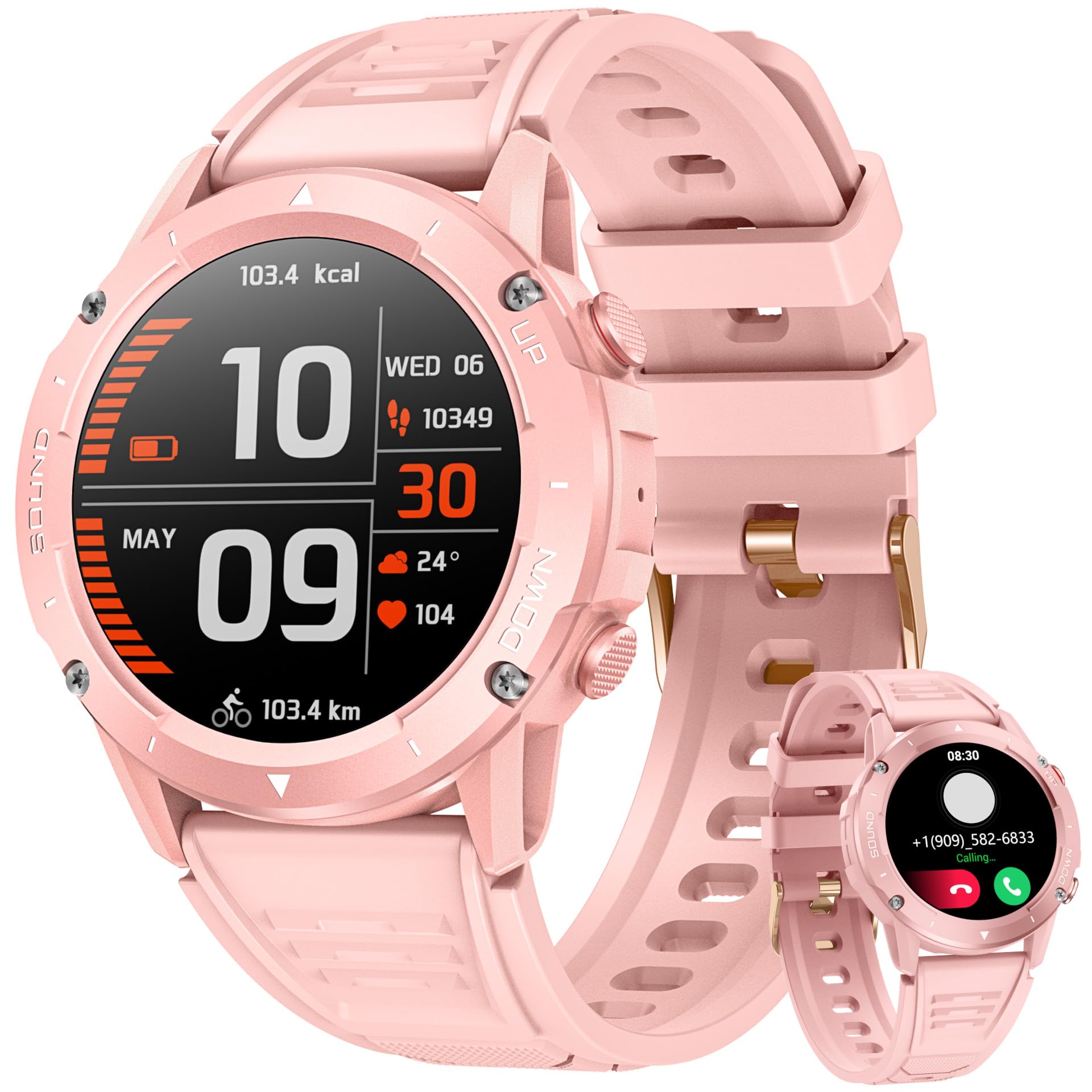 Orologio Smartwatch Uomo Fitness: 1.42" Smart Watch con Effettua Risposta Chiamate Pressione Cardiofrequenzimetro 100+ Modalità Sportive Impermeabile IP68 Tracker Orologi Compatibilità iOS e Android