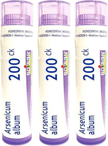 Boiron Arsenicum Album 200ck Medicina homeopática para la diarrerea con vómitos y debilidad - Paquete de 3 (240 pellets)