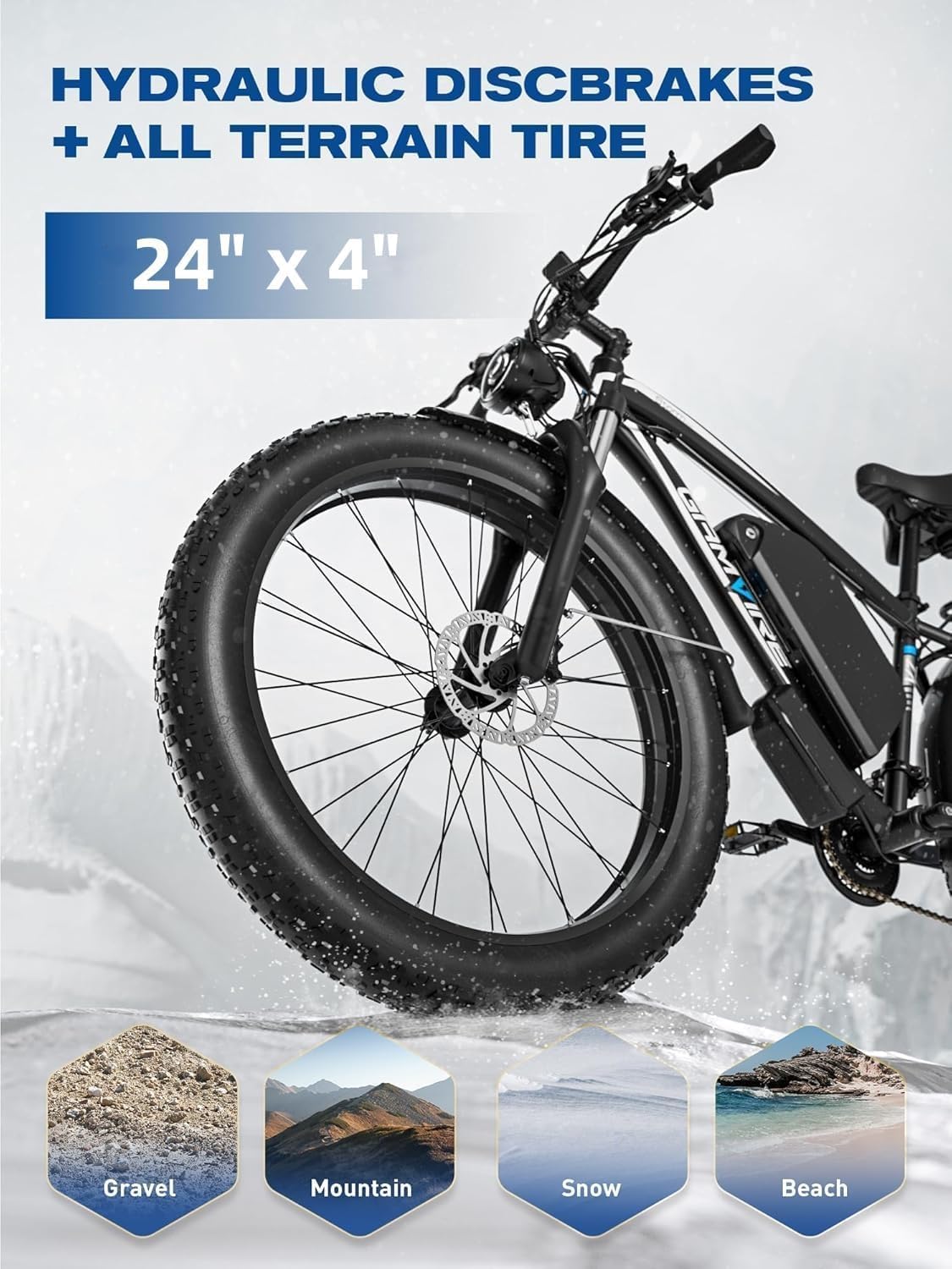 Electric Bike for Adults, 2000W/2500W Peak Ebike 52V 19.2Ah/32Ah, 24''/26'' Fat Tire, Pedal Assist Hydraulic Brake 21-Speed Mountain Electric Bicycle