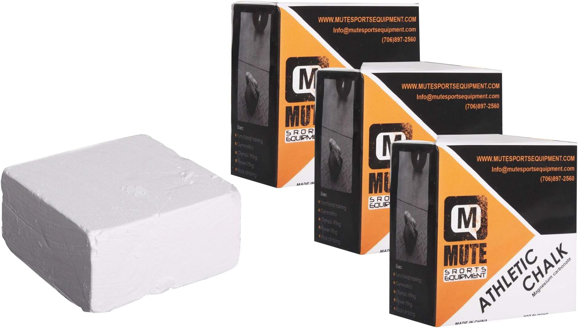 MUTE | Athletic Gym Chalk - Increase Grip Strength - for Bouldering, Rock Climbing, Gymnastics, Functional Fitness, Weight-Lifting - Non-Toxic, Non-Staining Magnesium Carbonate - 2 oz Blocks (3 Pack)