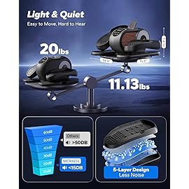 MERACH Under Desk Elliptical Machine, Leg Exerciser While Sitting for Seniors with Remote Control & 12-Speeds, Quiet Portable Electric Seated Pedal Exerciser Machine for Home Office (Blue)