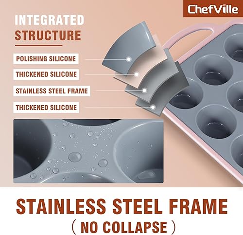 Miniatura 3 de Molde de silicona para magdalenas, 12 tazas para magdalenas, mini tazas para hornear, molde para magdalenas caseras, magdalenas, frittatas y quiches