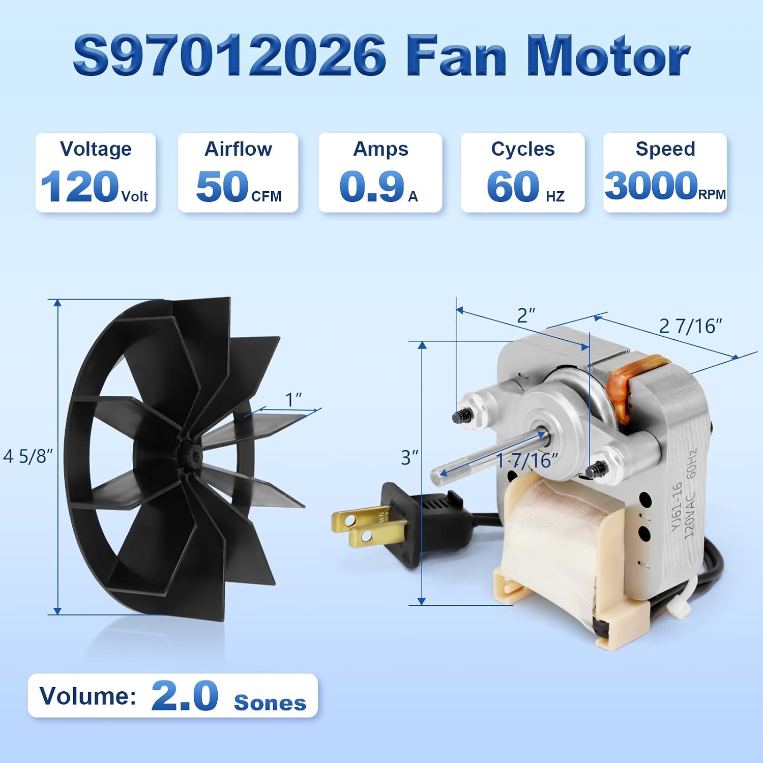696N-R02 B Bathroom Fan Motor Compatible with Broan Nutone 688-K, 688-J, 688-H, 663-H, 663, 688, 678, 659, 670, 688-G S97012026 Bath Exhaust Fan Motor Replacement, 50CFM