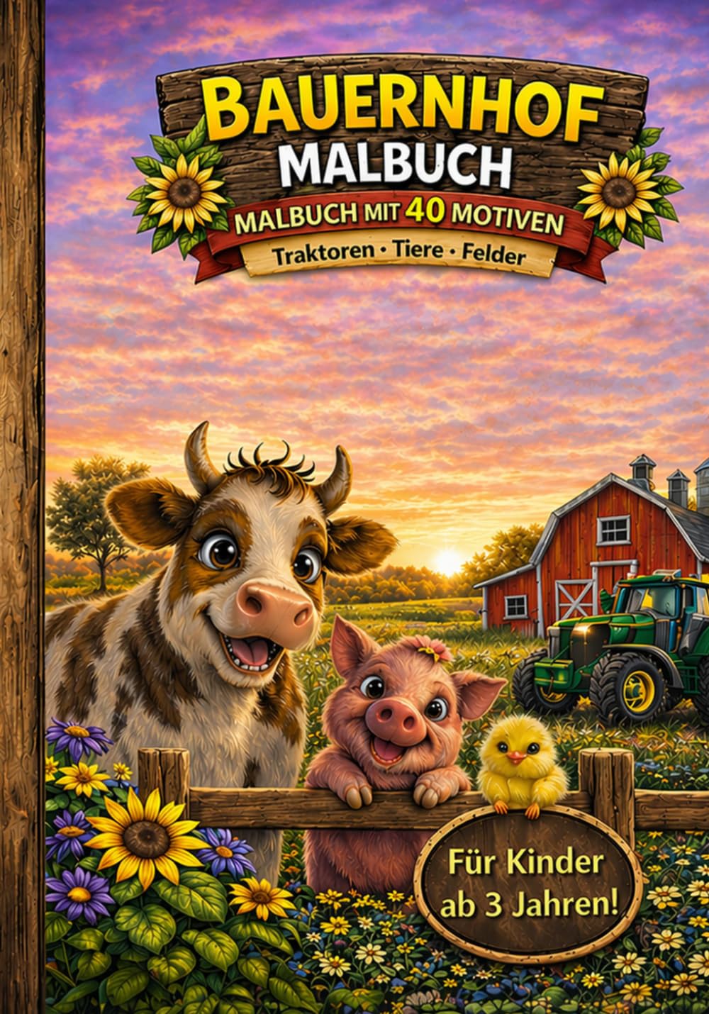 Bauernhof-Malbuch für Kinder: Süße Tiere, Traktoren und Bauernhof-Szenen zum Ausmalen