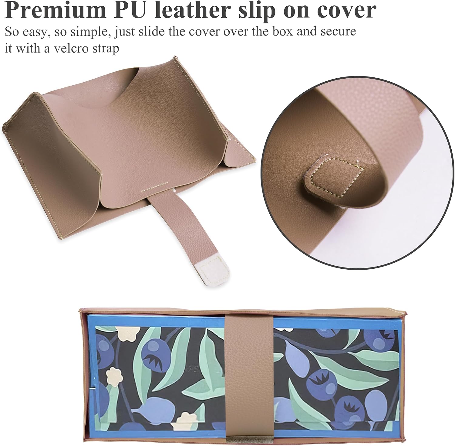 Hand Towels Box Cover,PU Leather Tissue Box Cover Holder Compatible with Kleenex Disposable Paper Hand Towels Suitable for Dining,Kitchen,Bathroom(1-Brown) image 4
