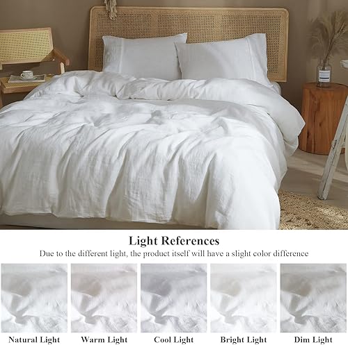 Miniatura 3 de Ivellow Juego de funda de edredón de 100 lino francés puro lavado suave transpirable refrescante y que absorbe la humedad juego de ropa de cama de 3