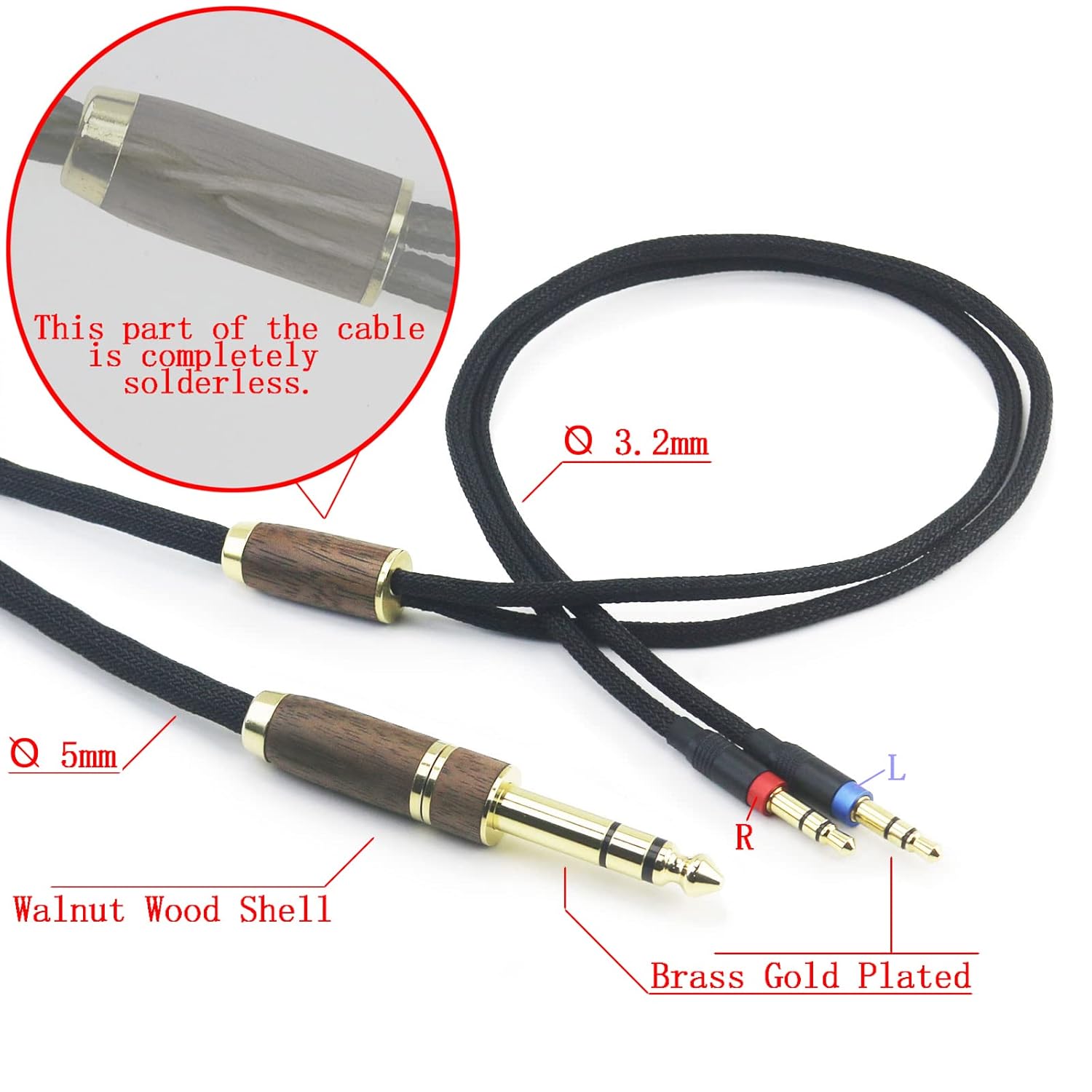 NewFantasia 10ft 6N OCC Copper Silver Plated Upgrade Audio Cable 3.5mm Male and 6.35mm Adapter Compatible with Hifiman Ananda, Arya, Sundara, HE400SE, HE4XX, Edition XS Headphone (2 x 3.5mm Version)