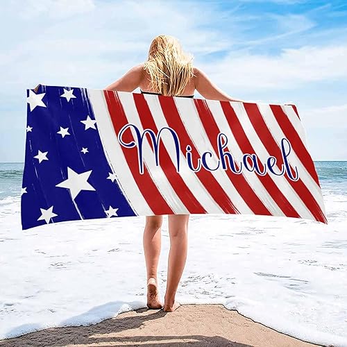 Miniatura 7 de Toallas de playa personalizadas con nombre en acuarela, arco iris, toalla de playa de algodón personalizada para niñas, niños y adultos, regalos de