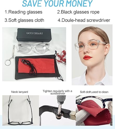 Miniatura 6 de OCCI CHIARI Lentes de lectura bifocales fotocromáticos de transición para mujer, lentes de sol cuadrados transparentes con protección UV