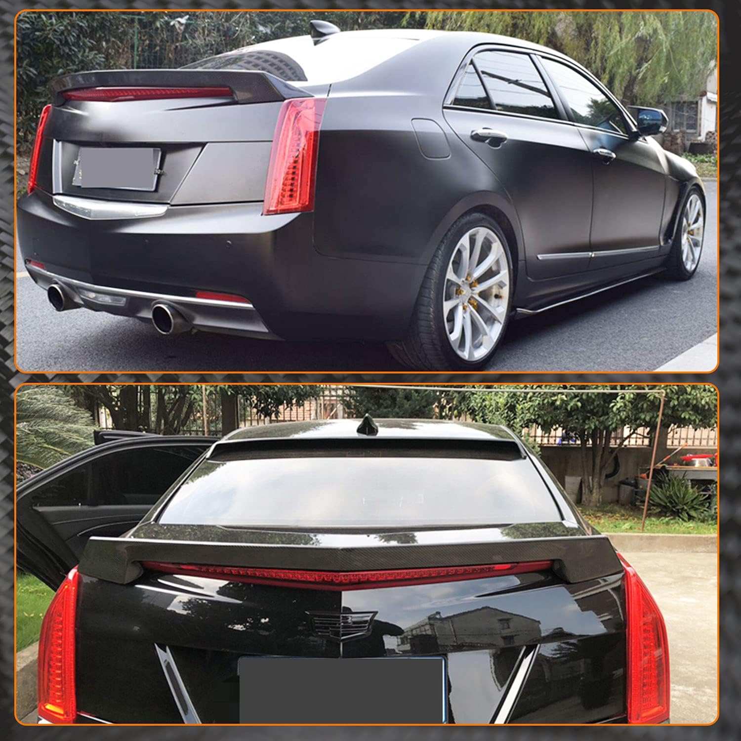 MCARCAR KIT Carbon Fiber Trunk Spoiler Fits for Cadillac ATS Sedan 2013-2017 CF Rear Boot Lid Highkick Spoiler Wing Lip