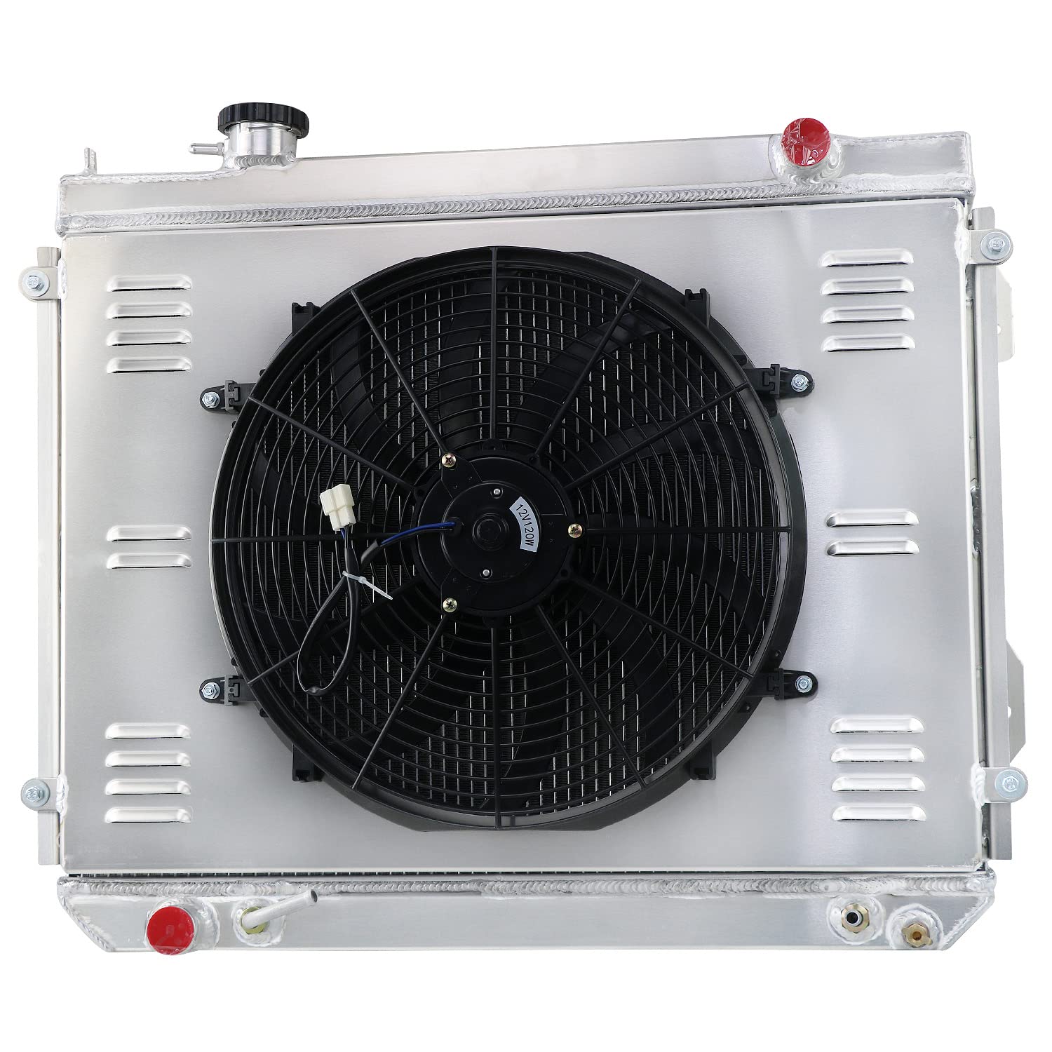 KUUHLERSAT Aluminum Radiator For 1995-2004 Toyota Tacoma 2.4 2.7 L4 3.4 V6, 3 Row Core Cooling Radiators + Shroud/Fan + Relay Kit