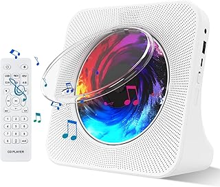 CD Player with Bluetooth 5.0, Portable Desktop CD Music Players for Home with Built-in Double HiFi Sound Speakers, Support AUX&USB Headphone Jack, FM Radio, LCD Screen Display,Remote Control