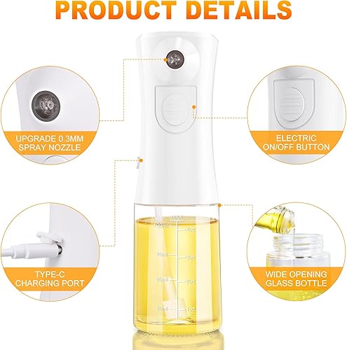 Miniatura 4 de Pulverizador de aceite eléctrico para cocinar, botella de aceite de oliva, rociador de aceite de vidrio, dispensador de rociador de aceite de niebla